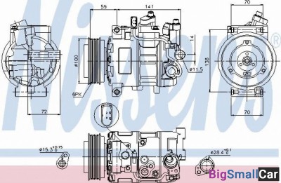 Компрессор кондиционера nissens 89052 Шкив 100мм - купить Краснодаре